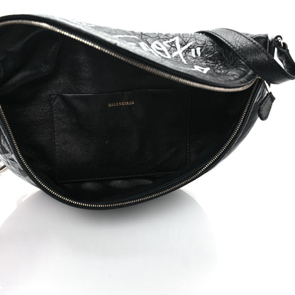 Balenciaga Agneau Arena Graffiti All Over XS Souvenir Belt Bag Black White 5 of 8