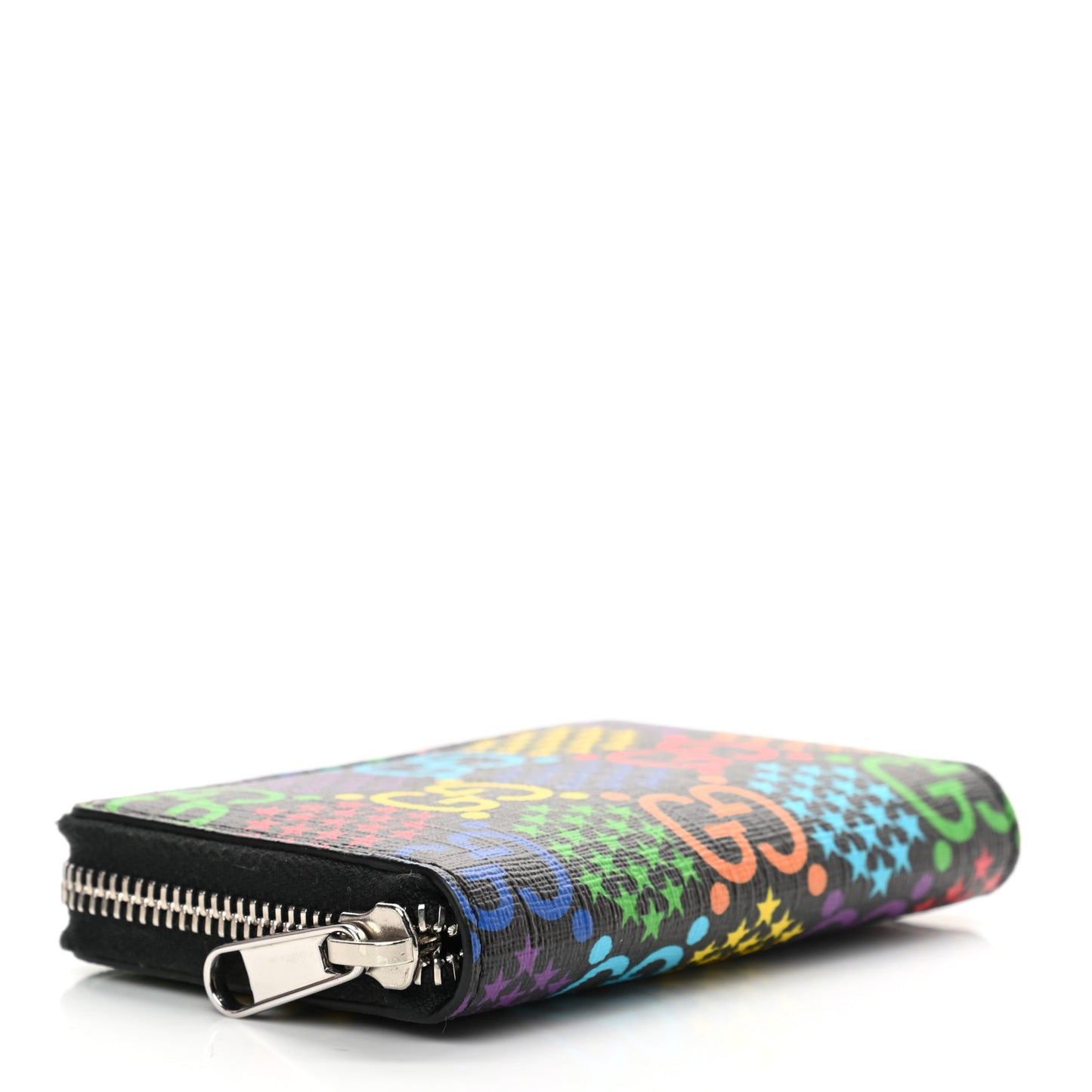 GG Supreme Monogram Psychedelic Zip Around Card Case Wallet Black