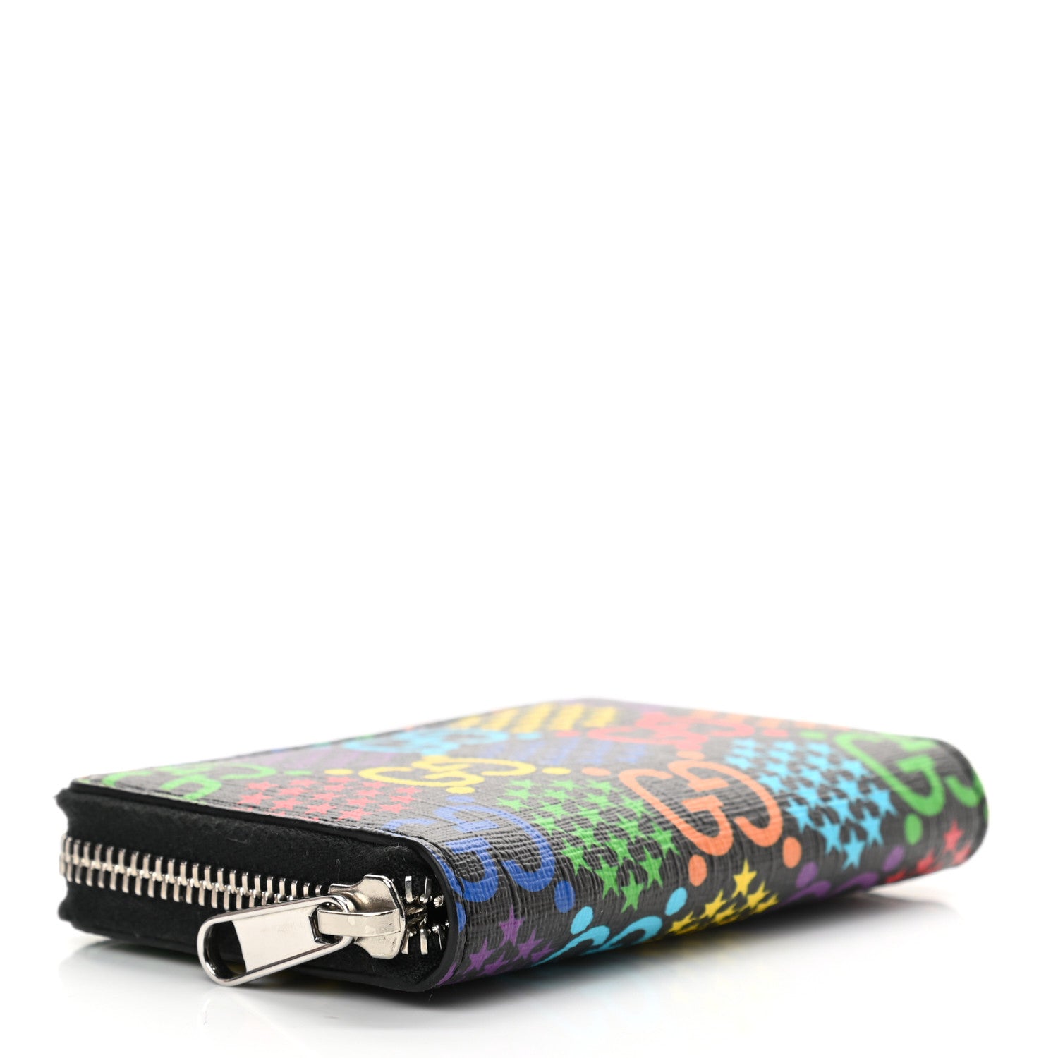 Gucci GG Supreme Monogram Psychedelic Zip Around Card Case Wallet Black 4 of 8