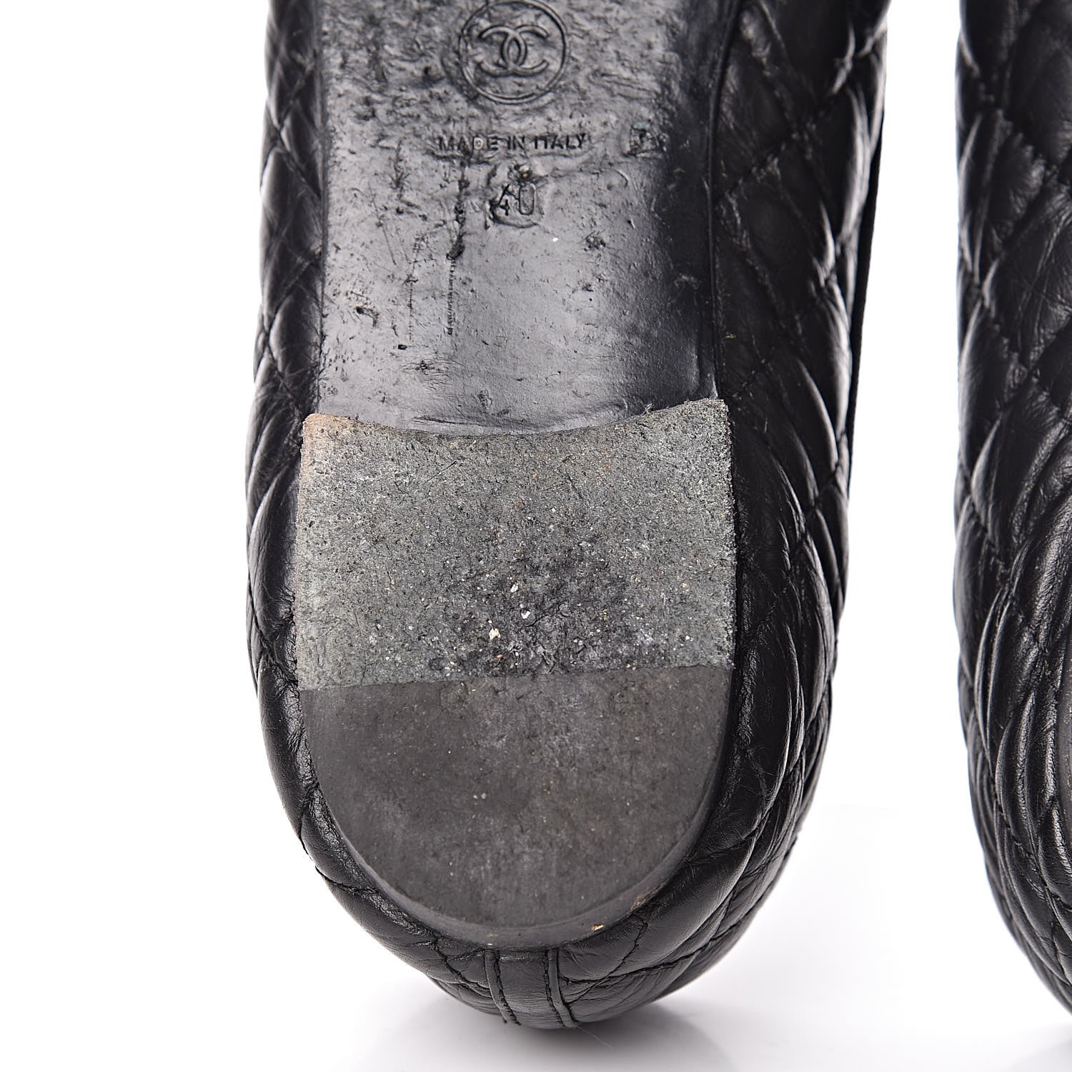 Chanel Aged Calfskin Quilted Cap Toe Ballerina Flats 40 Black 16 of 18