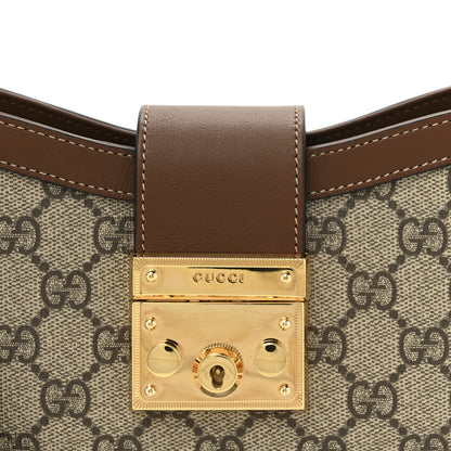 Gucci GG Supreme Monogram Calfskin Small Padlock Chain Shoulder Bag Beige Ebony Brown Sugar 8 of 11
