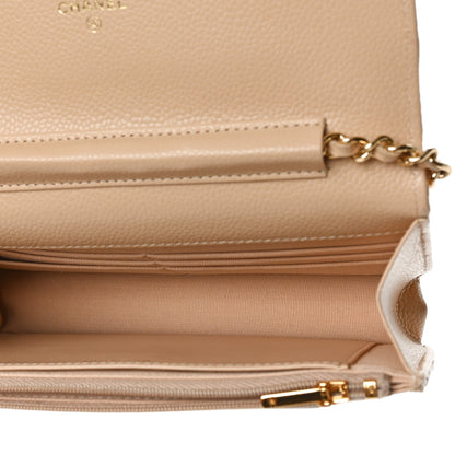 Chanel Caviar Quilted Wallet On Chain WOC Light Beige 5 of 10
