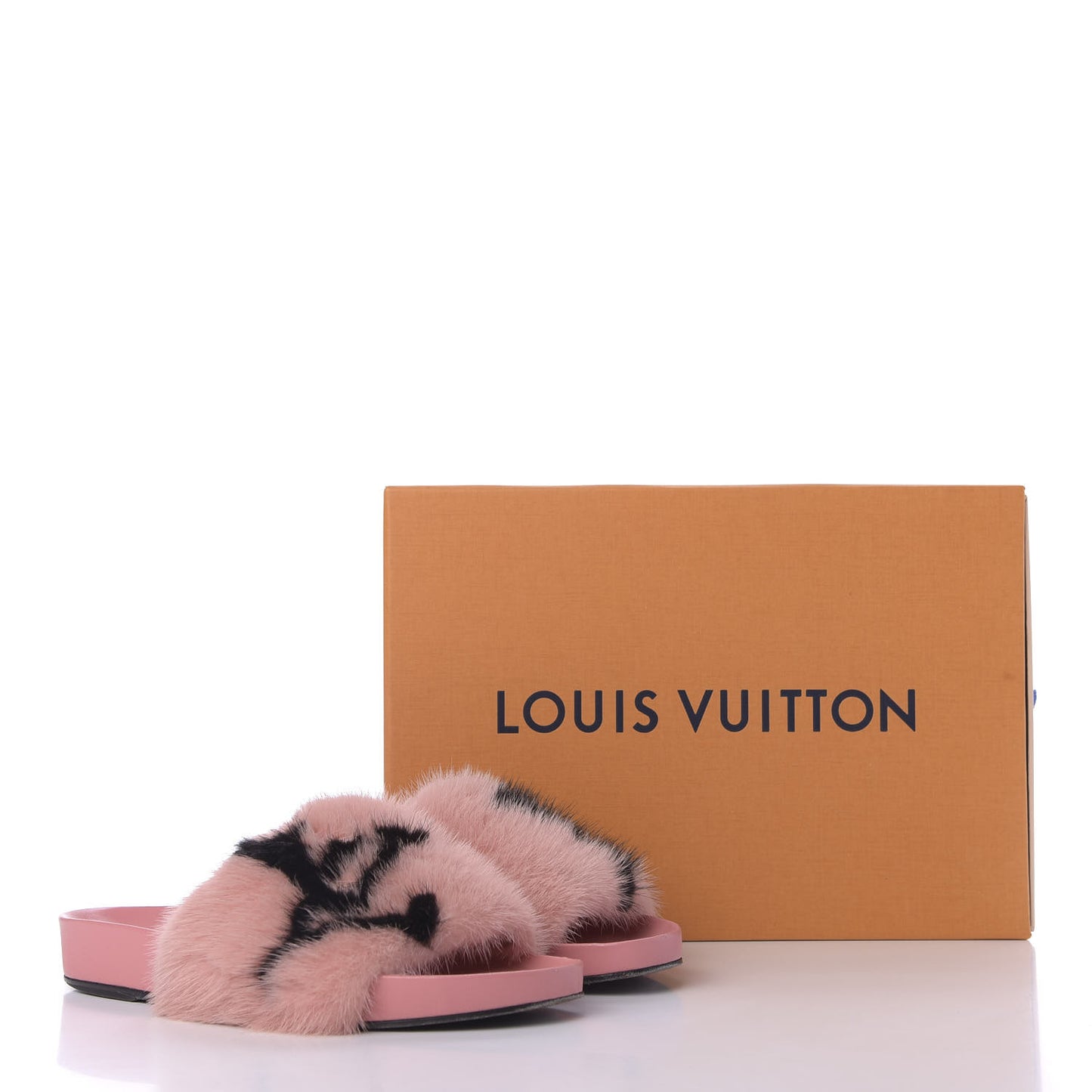 Mink Fur Bom Dia Flat Mules 37 Pink