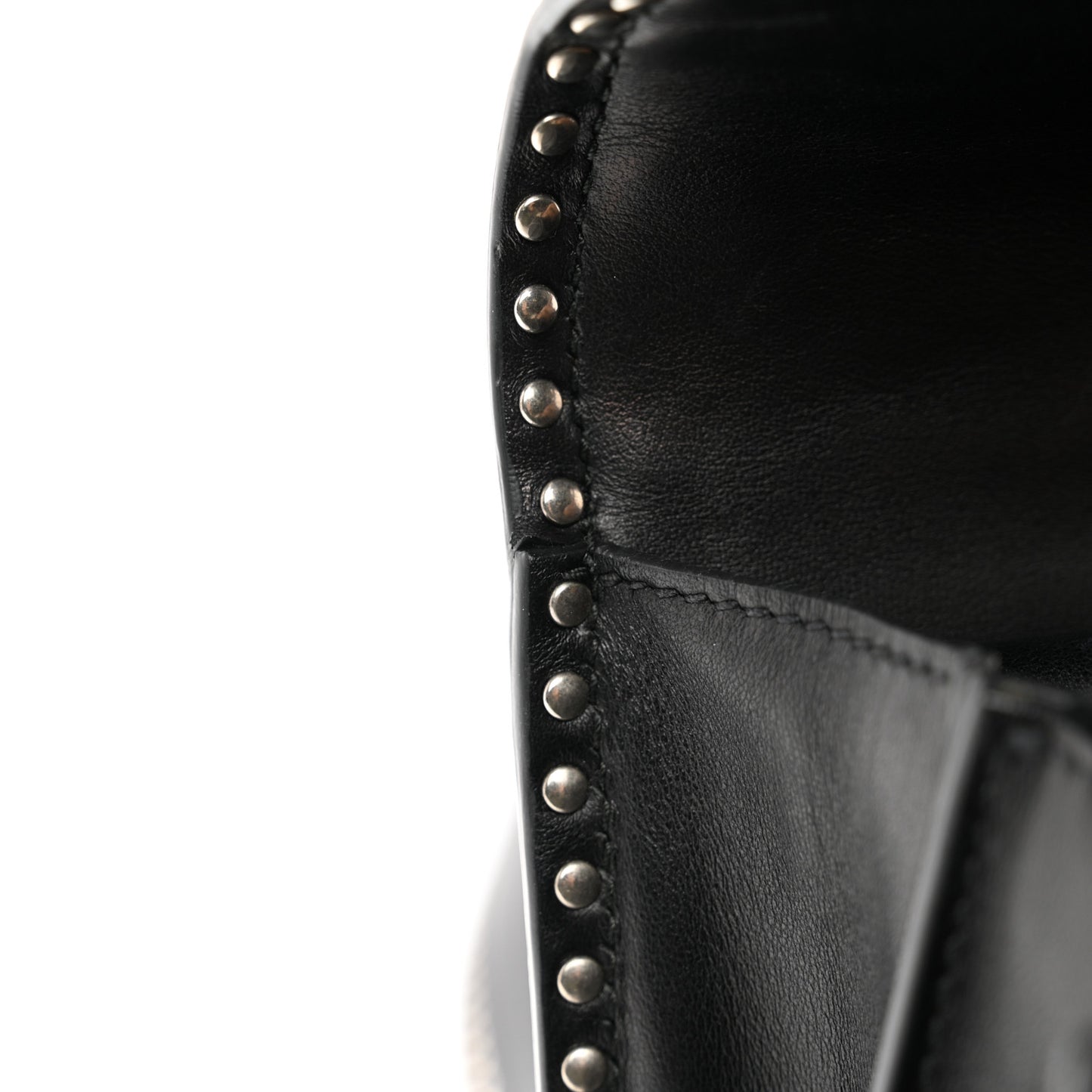 City Calf Saffiano Studded Laser Cut Cahier Bag Black