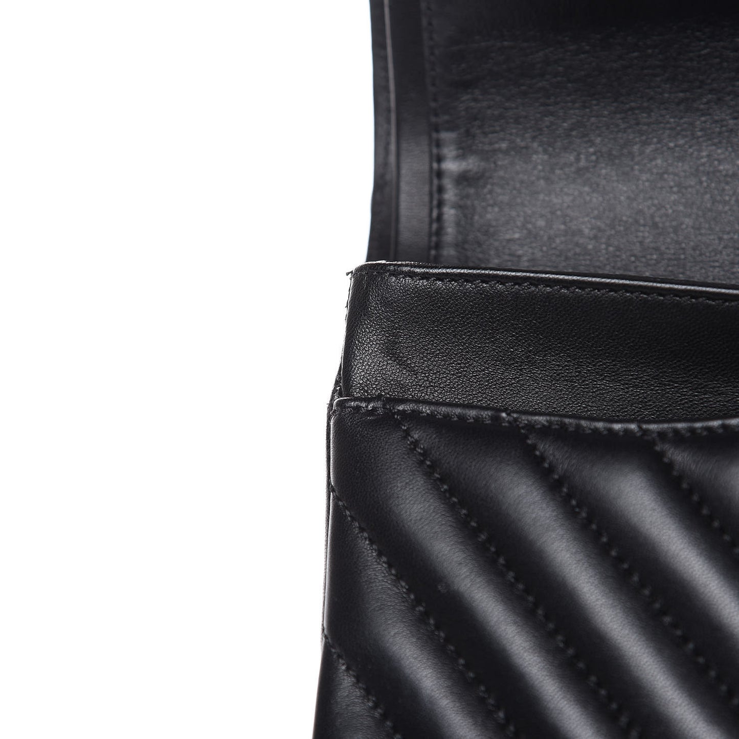 Lambskin Chevron Quilted Medium Double Flap Black