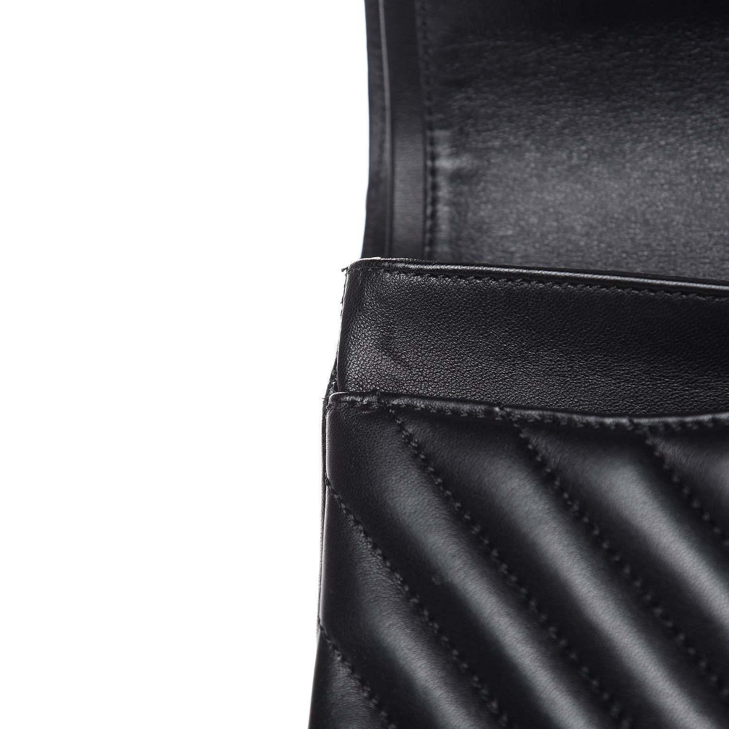 Chanel Lambskin Chevron Quilted Medium Double Flap Black 14 of 17