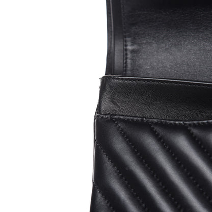 Chanel Lambskin Chevron Quilted Medium Double Flap Black 14 of 17