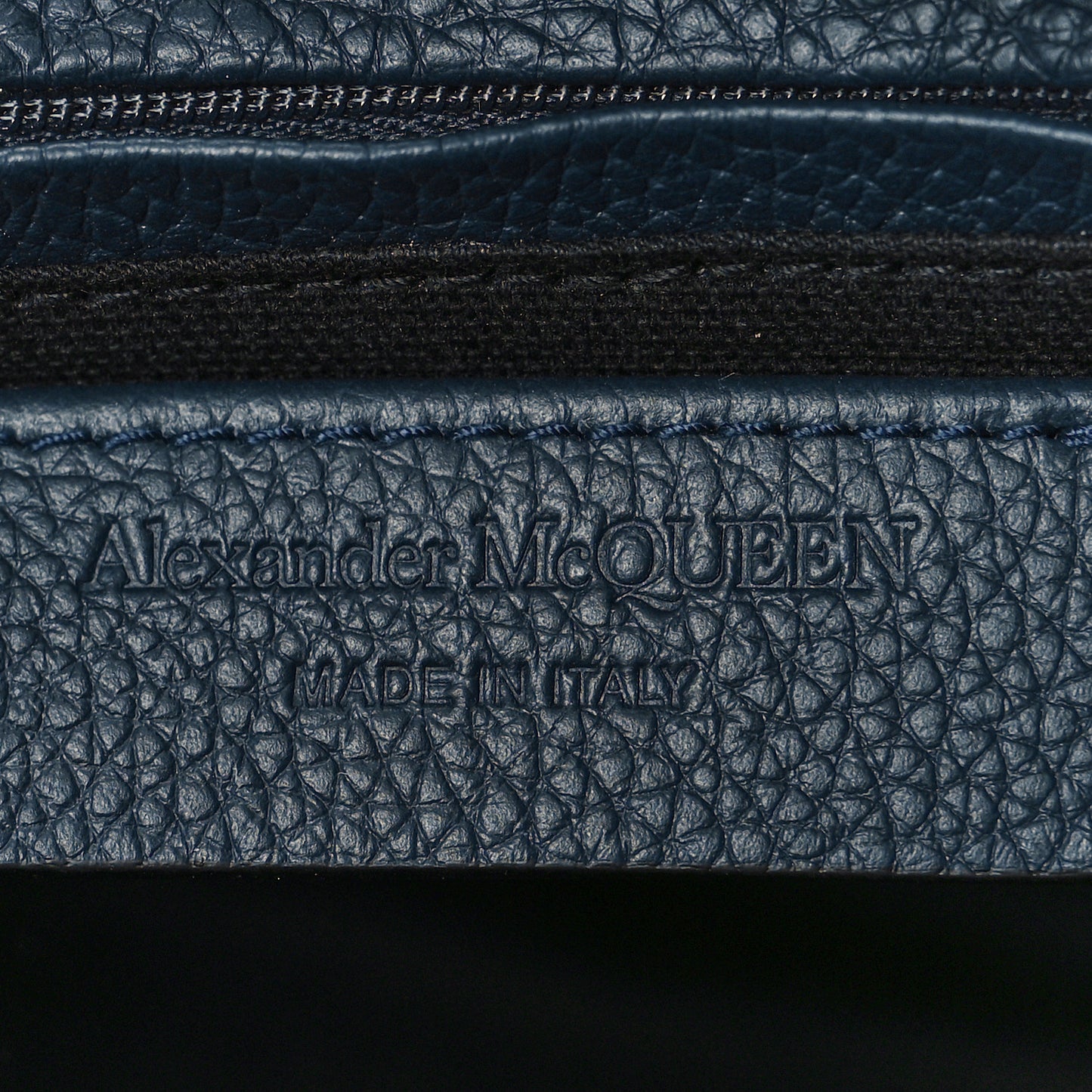 Pebbled Calfskin Small Skull Padlock Zip Around Tote Navy Blue