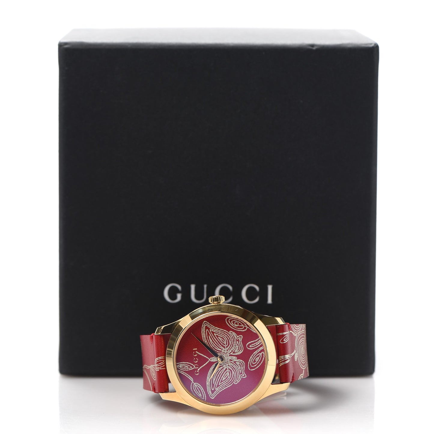 Stainless Steel Calfskin 38mm G-Timeless Butterfly Quartz Watch Red