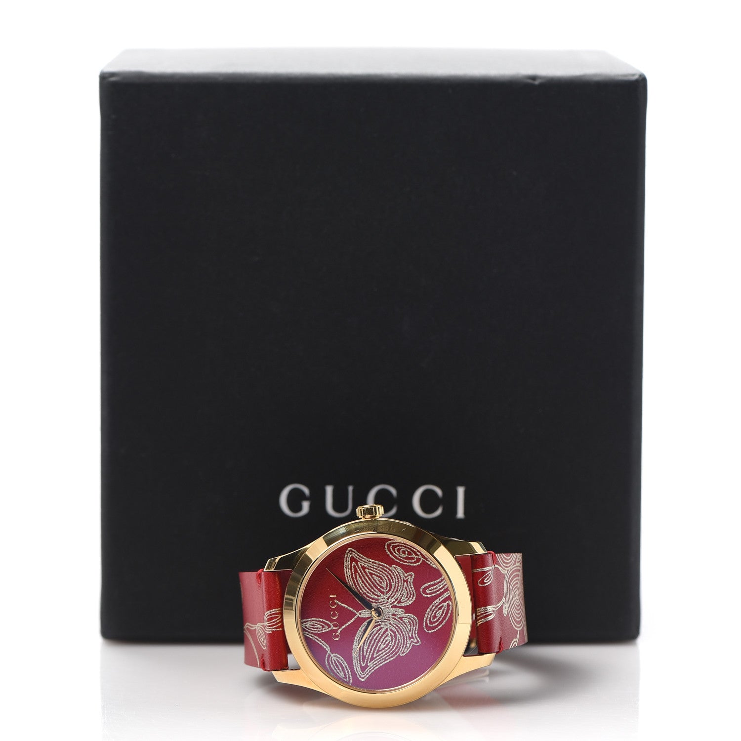 Gucci Stainless Steel Calfskin 38mm G-Timeless Butterfly Quartz Watch Red 7 of 7