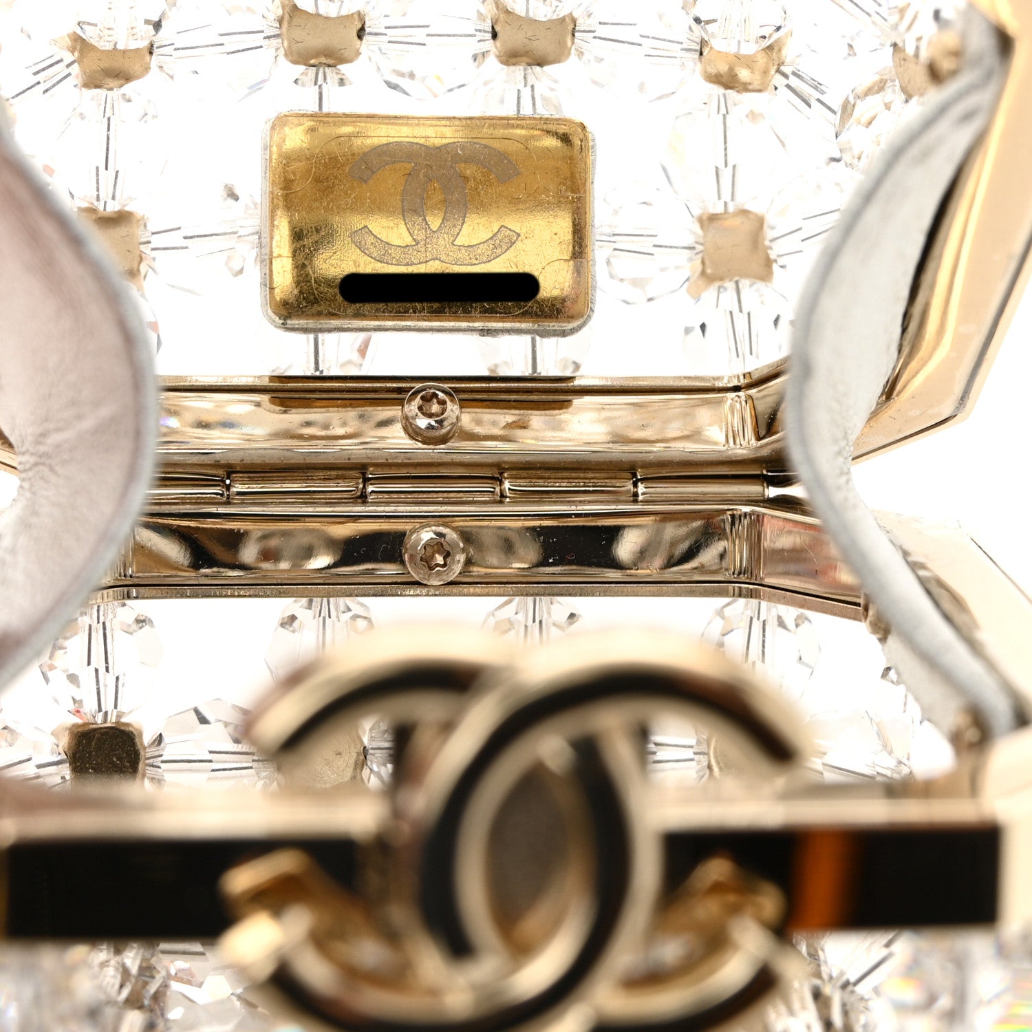 Chanel Metal Bead Crystal Minaudiere CC Mini Evening Bag Gold Multicolor 5 of 11