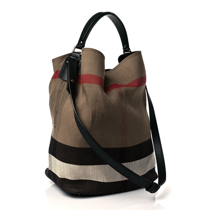 Burberry Canvas Mega Check Medium Ashby Hobo Black 4 of 9