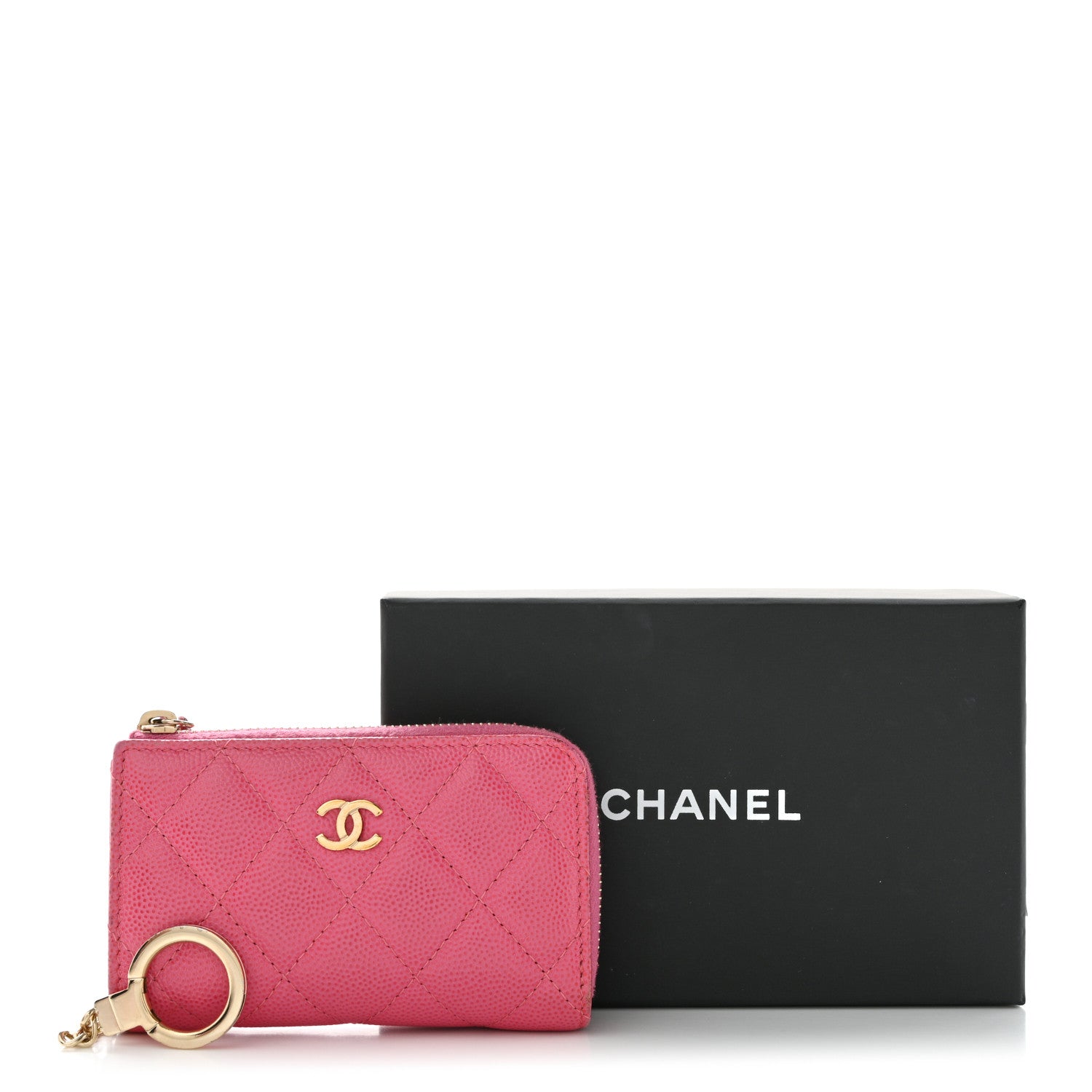Chanel Caviar Quilted Zipped Key Holder Case Pink 14 of 14