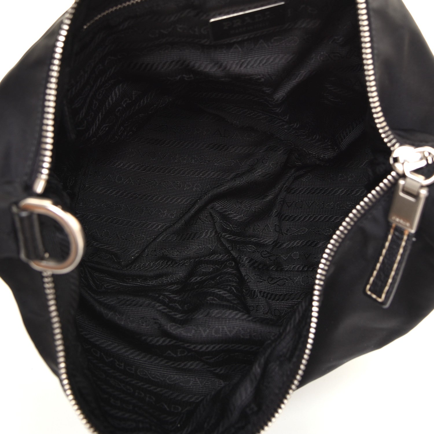 Prada Tessuto Nylon Vitello Daino Hobo Black 5 of 8
