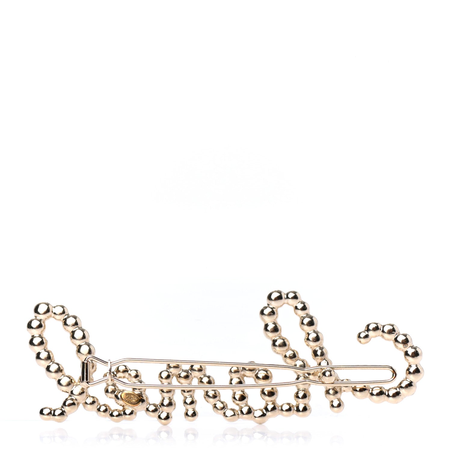 Chanel Metal Glass Swirling Pearls Hair Clip Gold 2 of 3