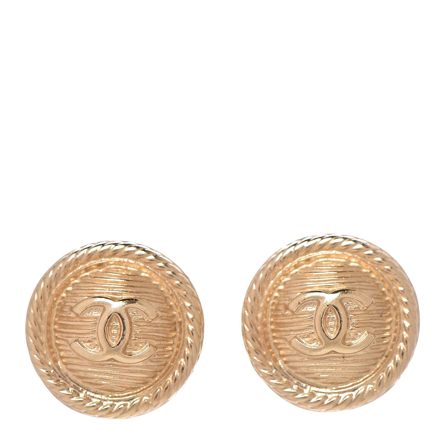 Chanel CC Button Earrings Gold 1 of 5