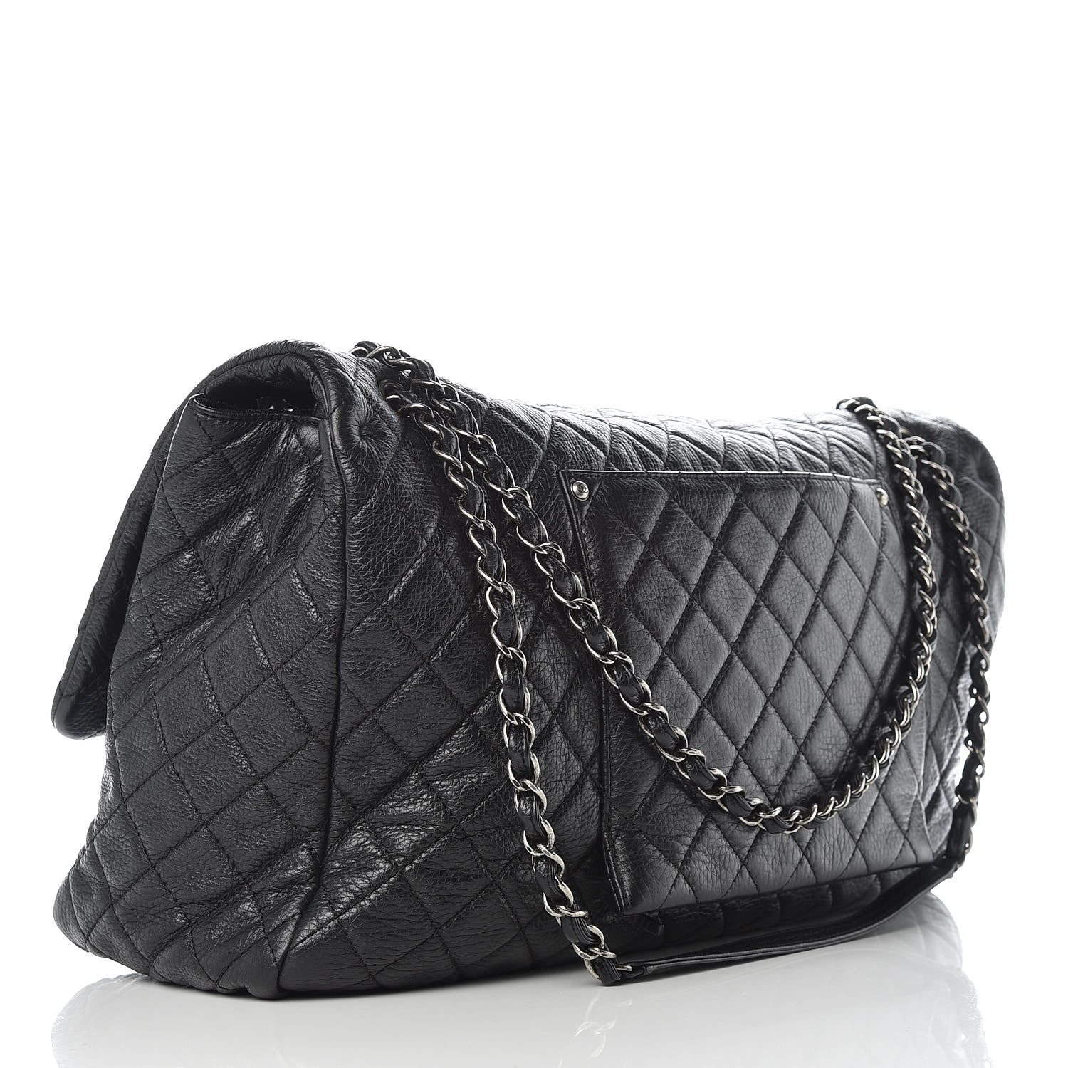 Chanel Calfskin Quilted XXL Travel Flap Bag Black 3 of 7