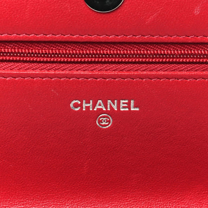 Chanel Lambskin Quilted Wallet On Chain WOC Red 6 of 11