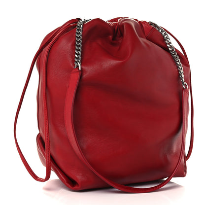 Saint Laurent Lambskin Teddy Drawstring Bag Eros Red 3 of 11