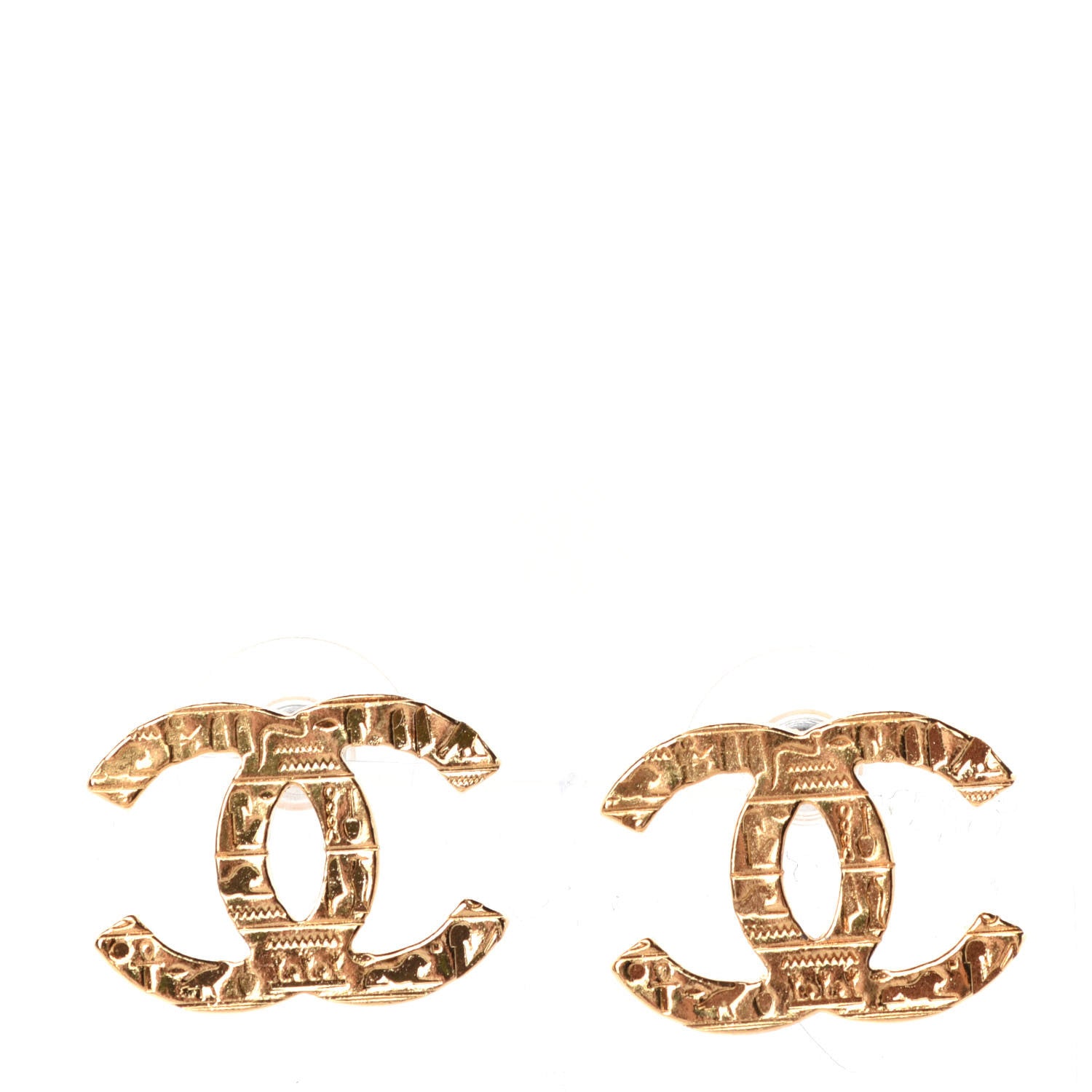 Chanel Metal Textured CC Earrings Gold 1 of 4
