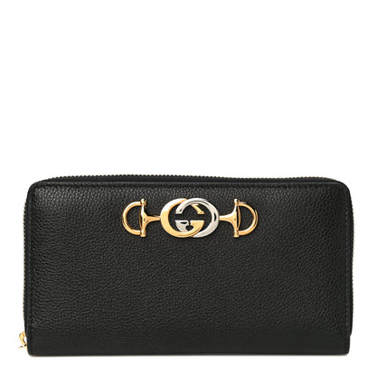 Gucci Grainy Calfskin Zumi Zip Around Wallet Black 1 of 8