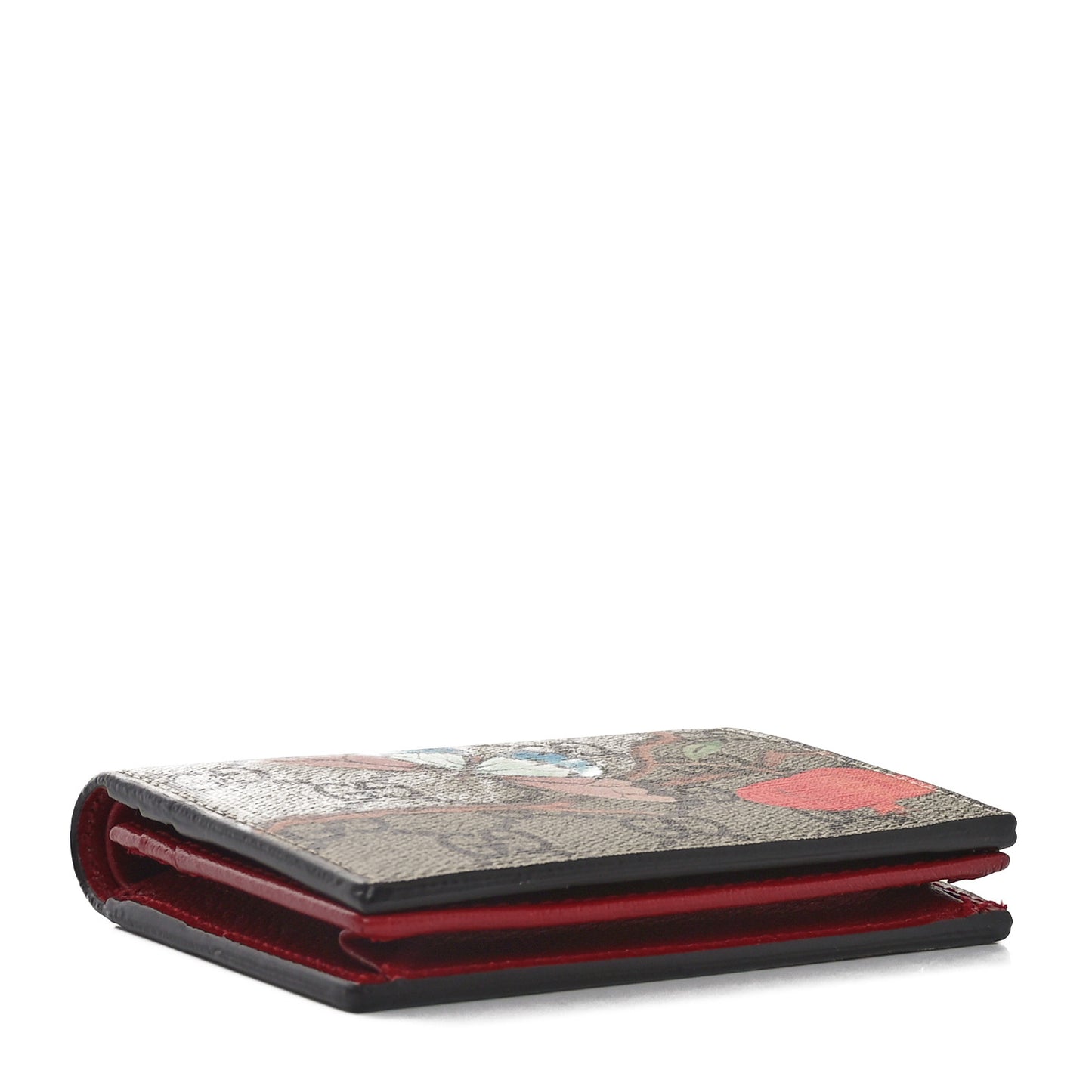 GG Supreme Monogram Tian Card Case Beige Multicolor Red