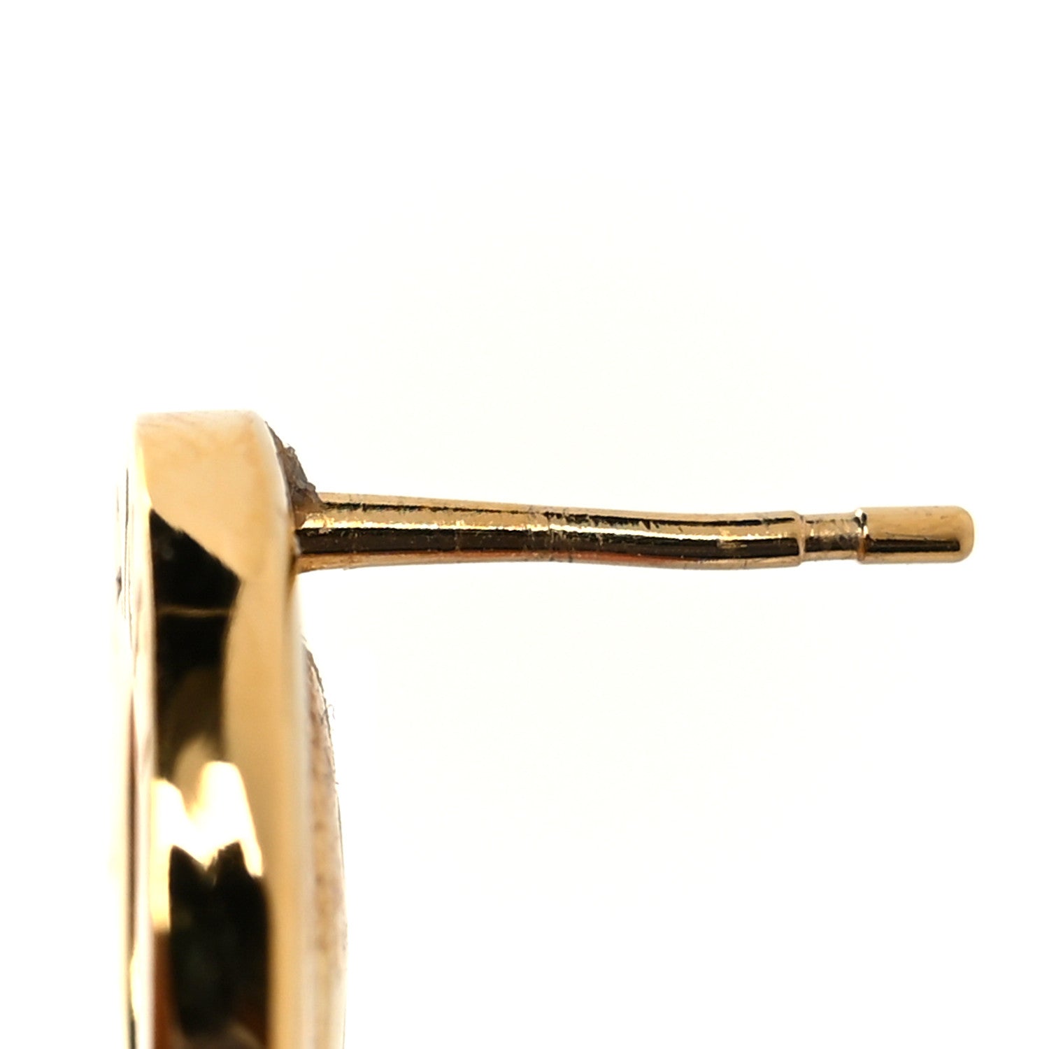 Chanel Metal Large Paris Button Earrings Gold 5 of 5