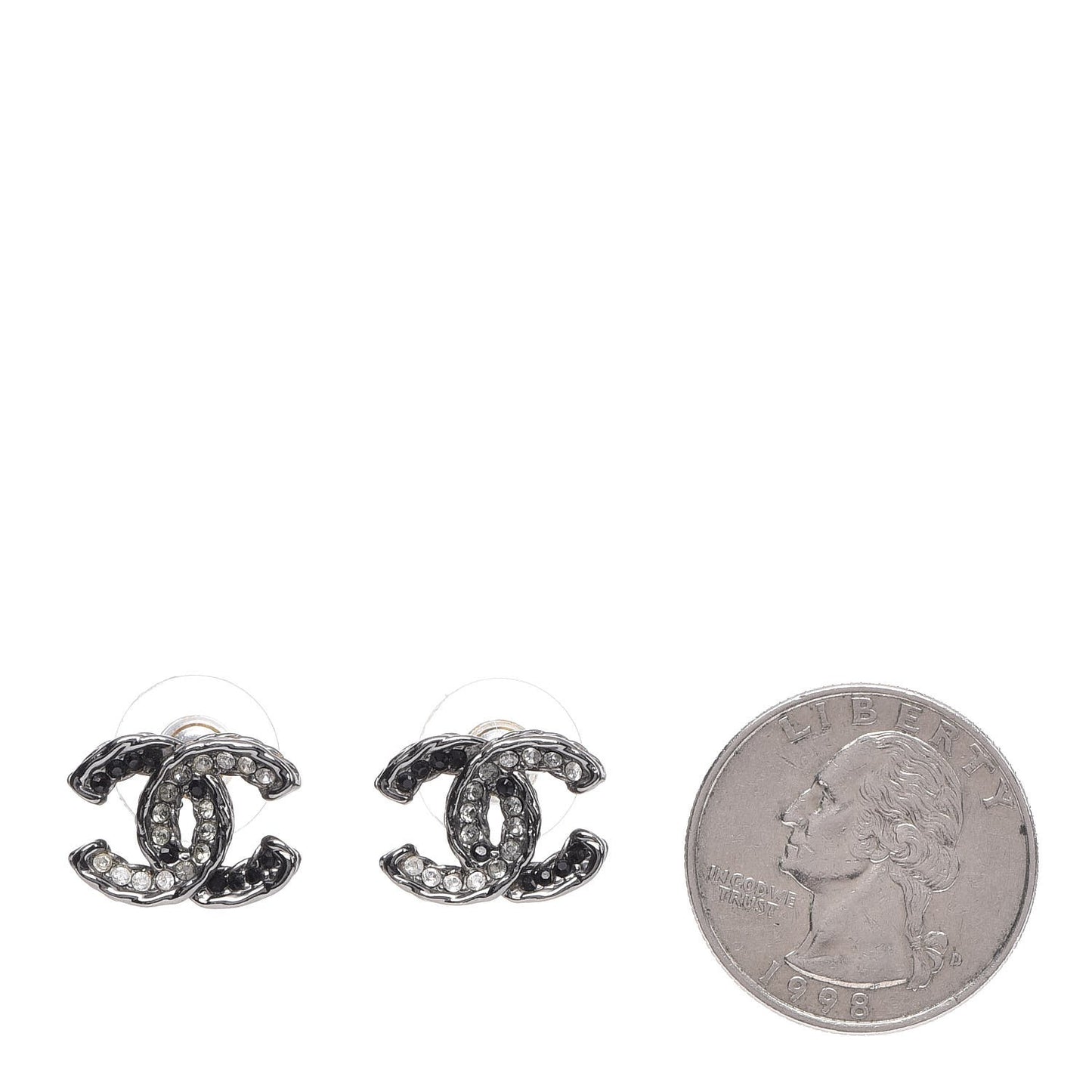Ruthenium Crystal CC Earrings Silver Black