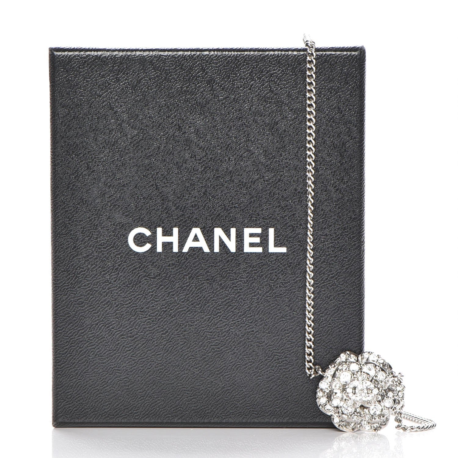 Chanel Swarovski Crystal Camellia CC Necklace Silver 5 of 5