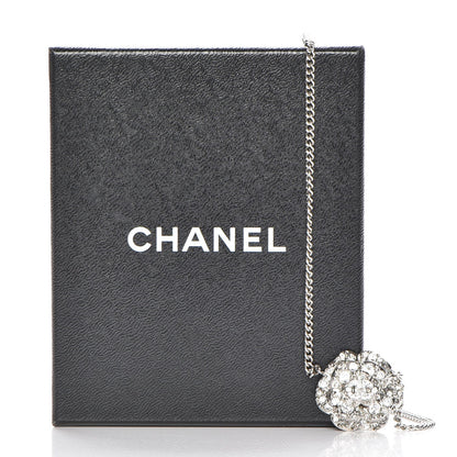 Chanel Swarovski Crystal Camellia CC Necklace Silver 5 of 5