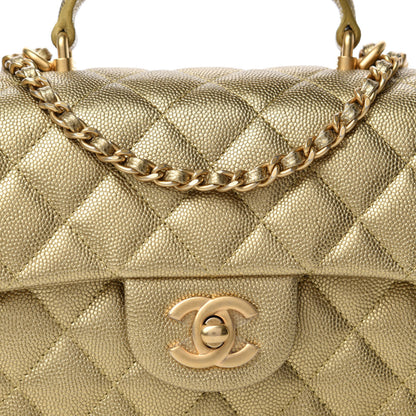 Chanel Metallic Caviar Quilted Mini Top Handle Rectangular Flap Gold 10 of 11