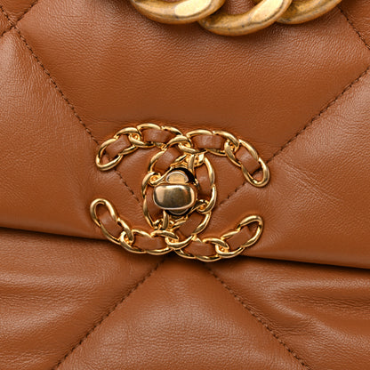 Chanel Lambskin Quilted Large Chanel 19 Flap Brown 12 of 12