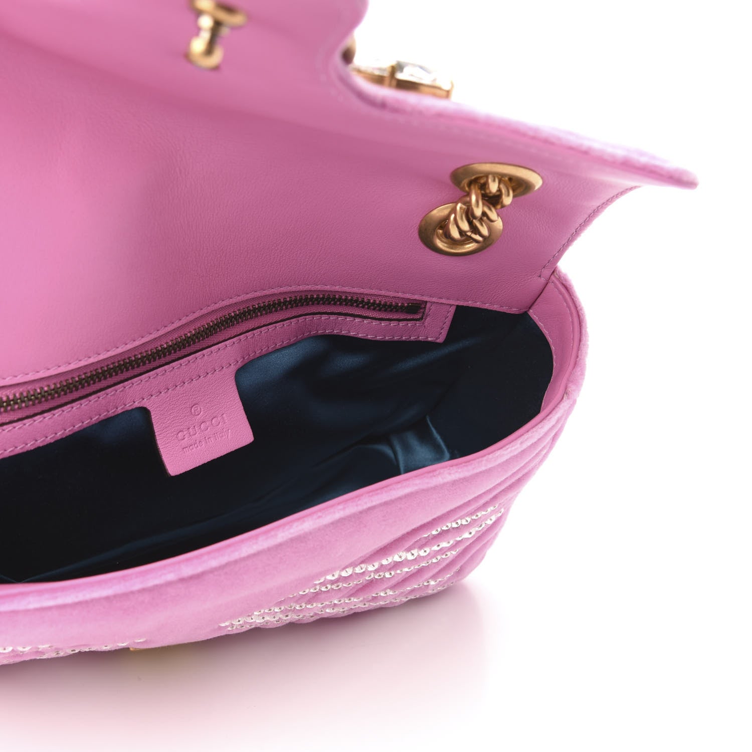 Gucci Velvet Matelasse Marquise Crystals Embroidered Small GG Marmont Shoulder Bag Malva 5 of 9