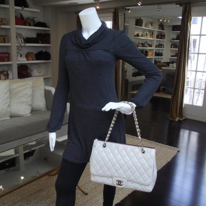 Chanel Lambskin Classic Jumbo Flap Zip Top Tote 2011 Stone 2 of 10