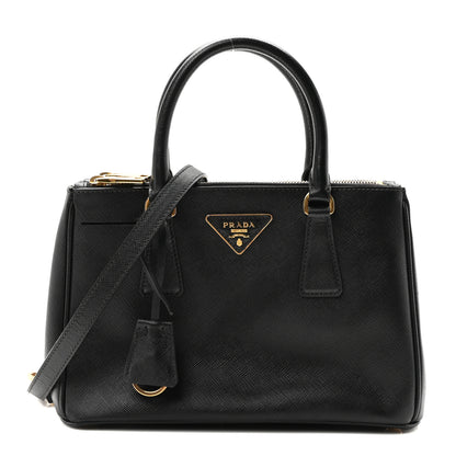 Prada Saffiano Vernice Mini Galleria Double Zip Tote Black 1 of 9