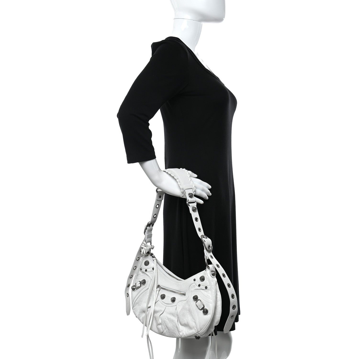 Balenciaga Agneau Arena Small Le Cagole Shoulder Bag Optic White 2 of 12