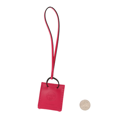 Hermes Milo Lambskin Swift Shopping Bag Charm Rose Mexico 2 of 4