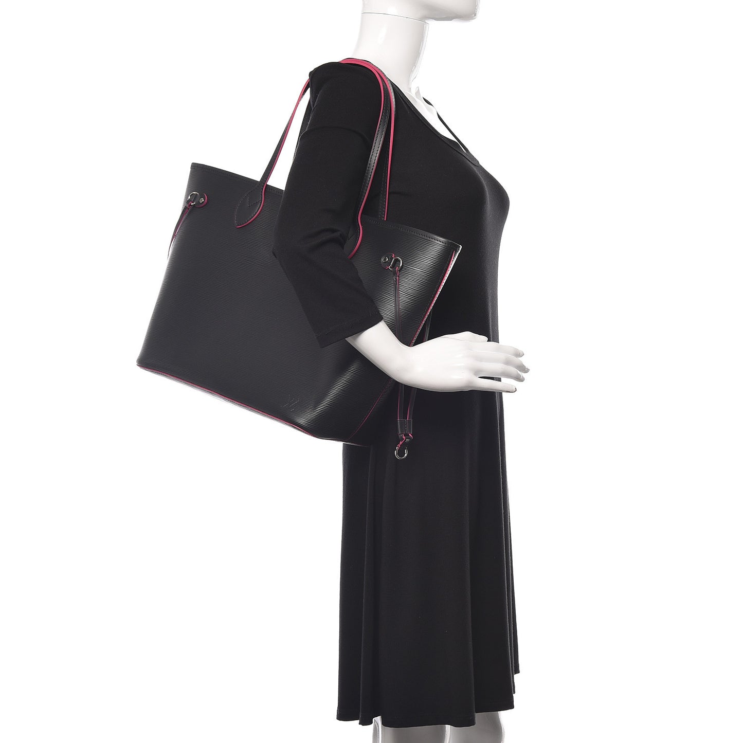 Epi Neverfull MM Black Hot Pink