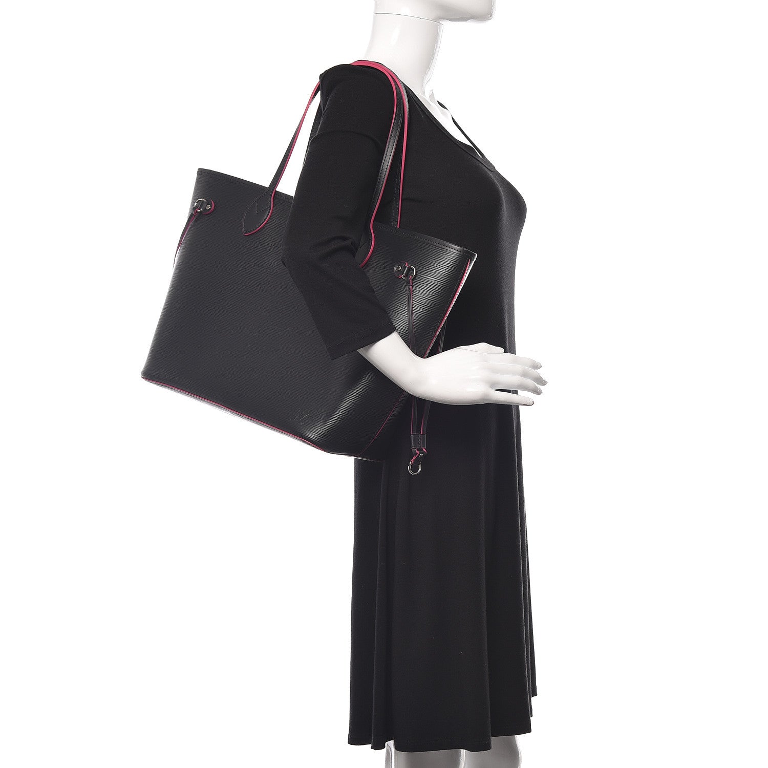 Louis Vuitton Epi Neverfull MM Black Hot Pink 2 of 10