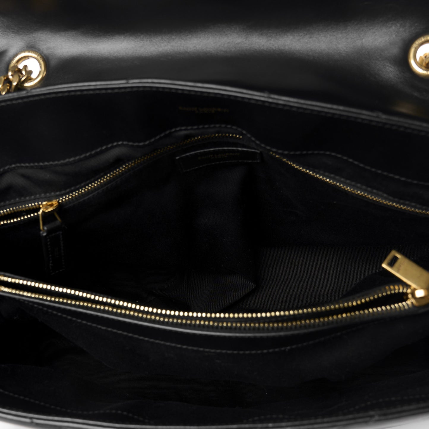 Calfskin Y Quilted Monogram Large Loulou Chain Satchel Black