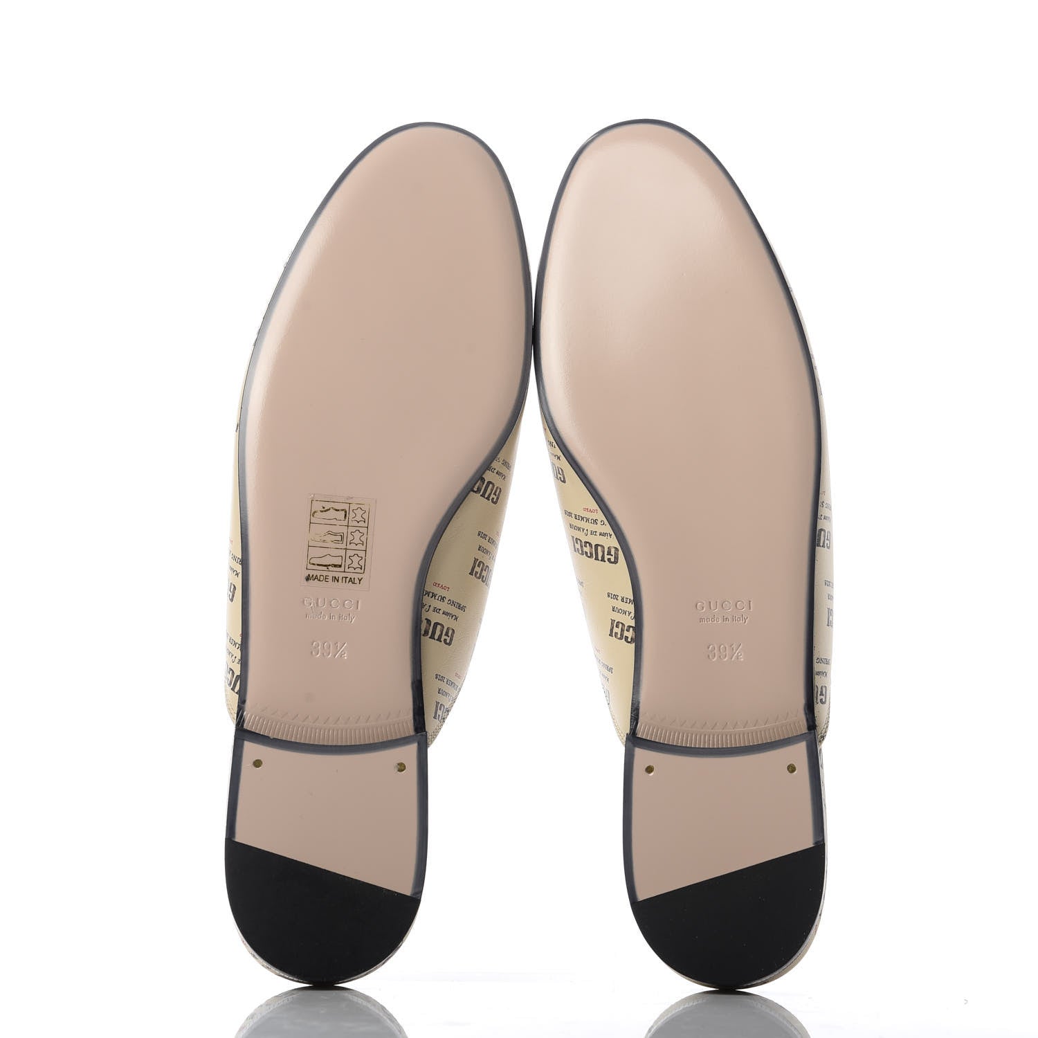 Gucci Calfskin Stamp Print Womens Princetown Slippers 39.5 Soy Black 5 of 10