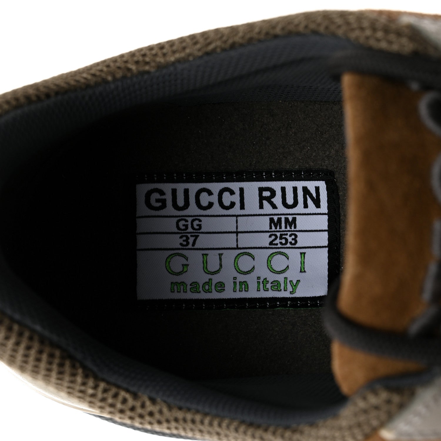 Gucci Technical Knit Fabric Suede Calfskin Mens Gucci Run Sneakers 37 Light Grey Brown 6 of 8