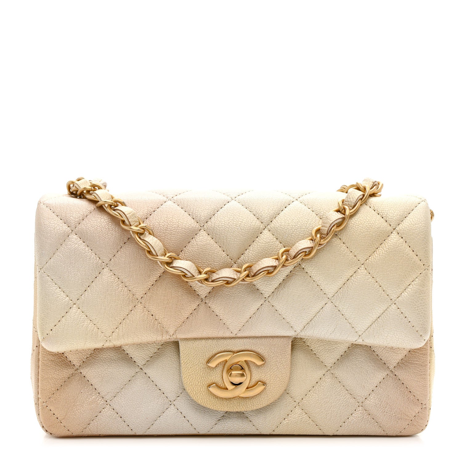Chanel Metallic Goatskin Quilted Mini Rectangular Flap Gold 1 of 12