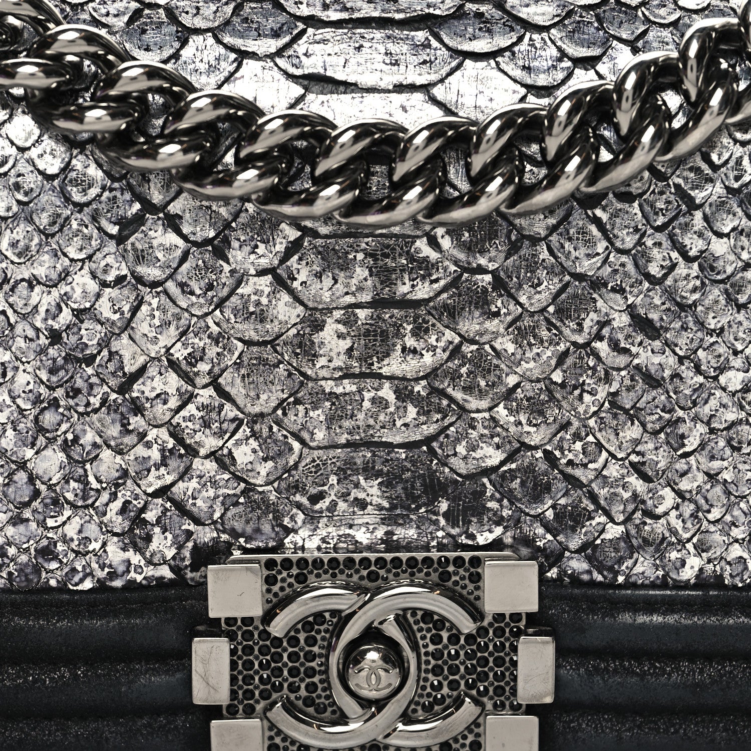 Chanel Snakeskin Calfskin Small Boy Flap Black Black 8 of 11