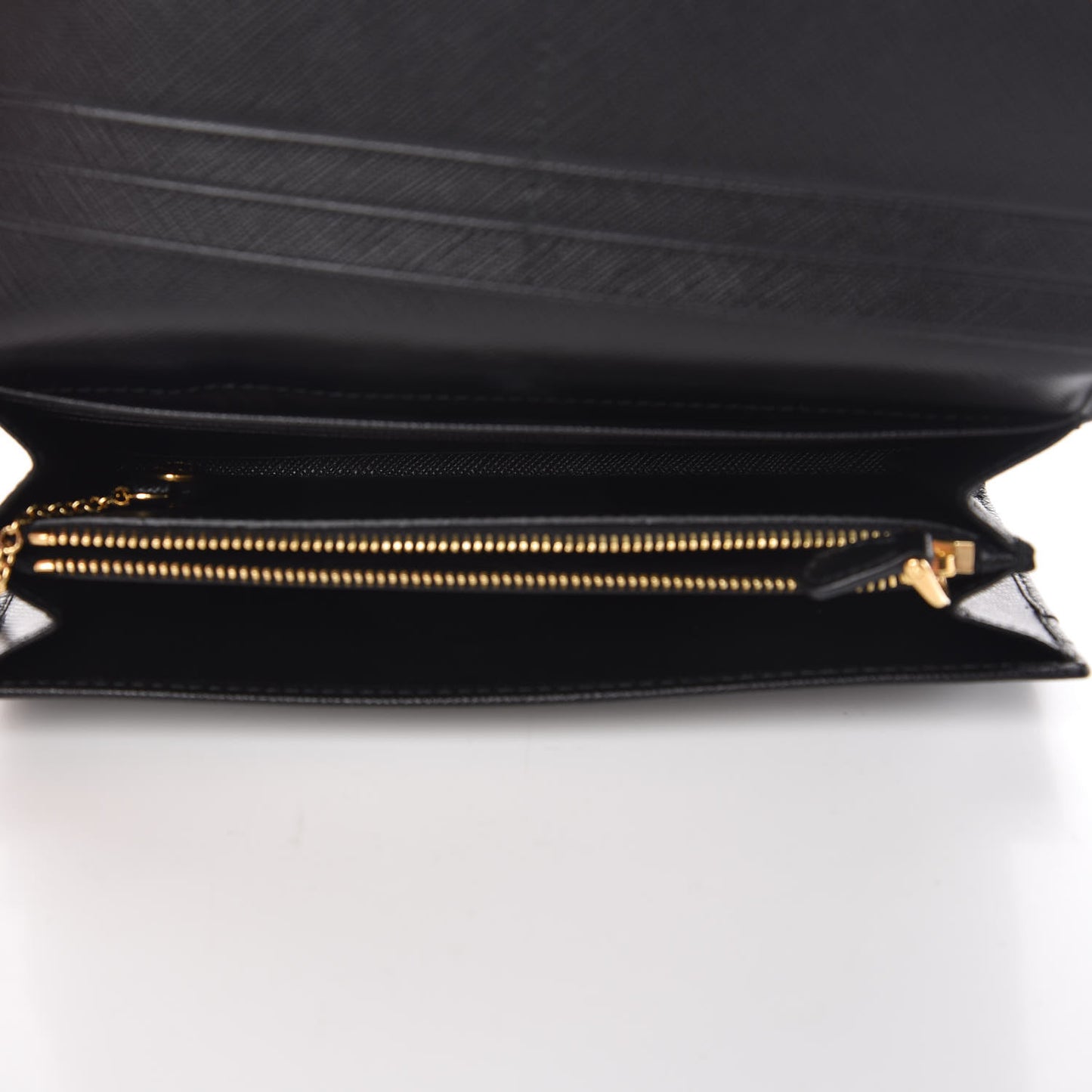Saffiano Metal Continental Flap Wallet Black