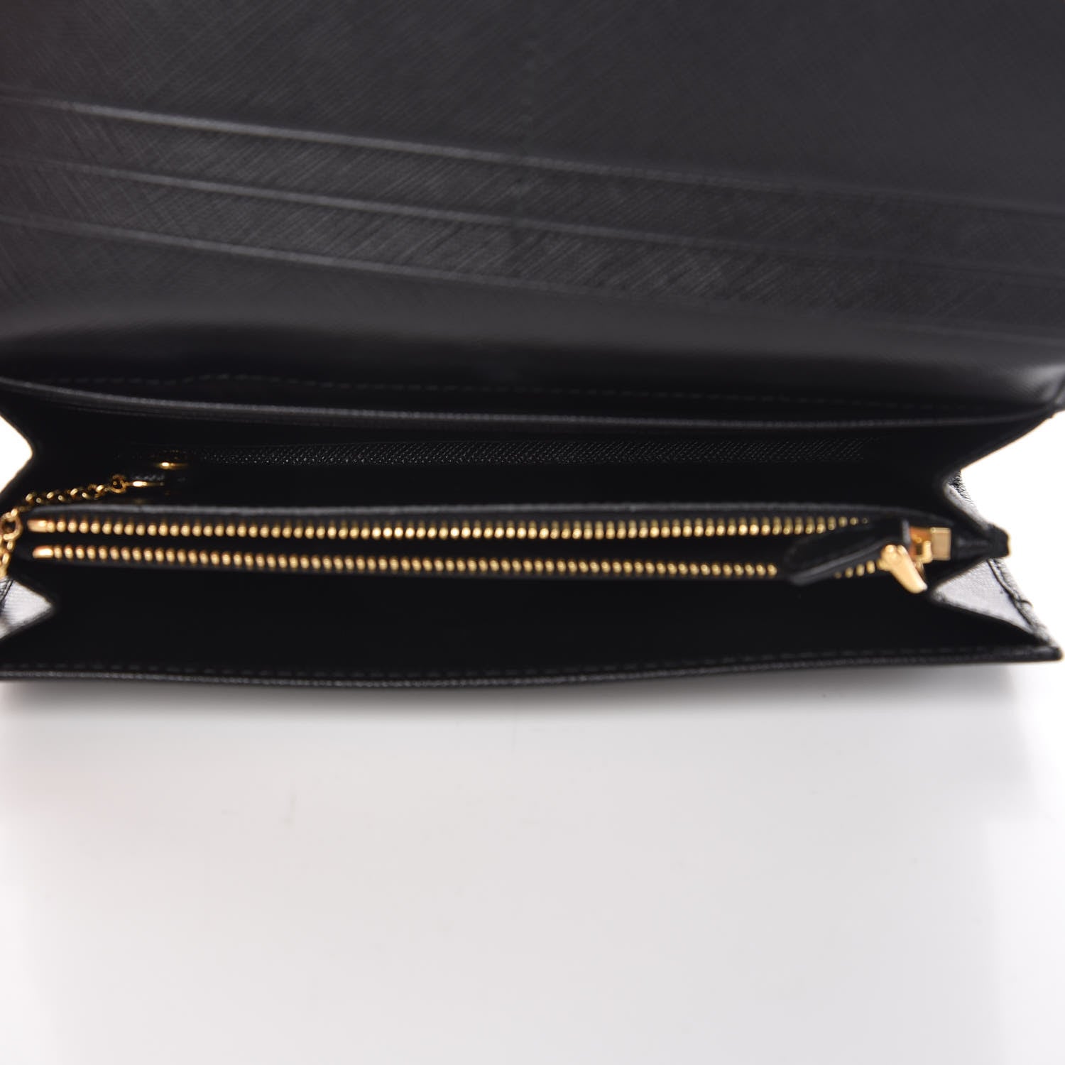 Prada Saffiano Metal Continental Flap Wallet Black 6 of 10