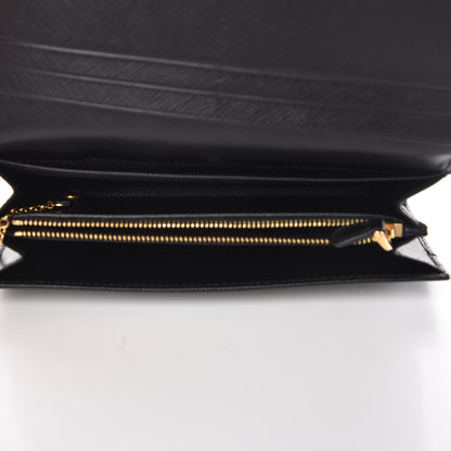 Prada Saffiano Metal Continental Flap Wallet Black 6 of 10