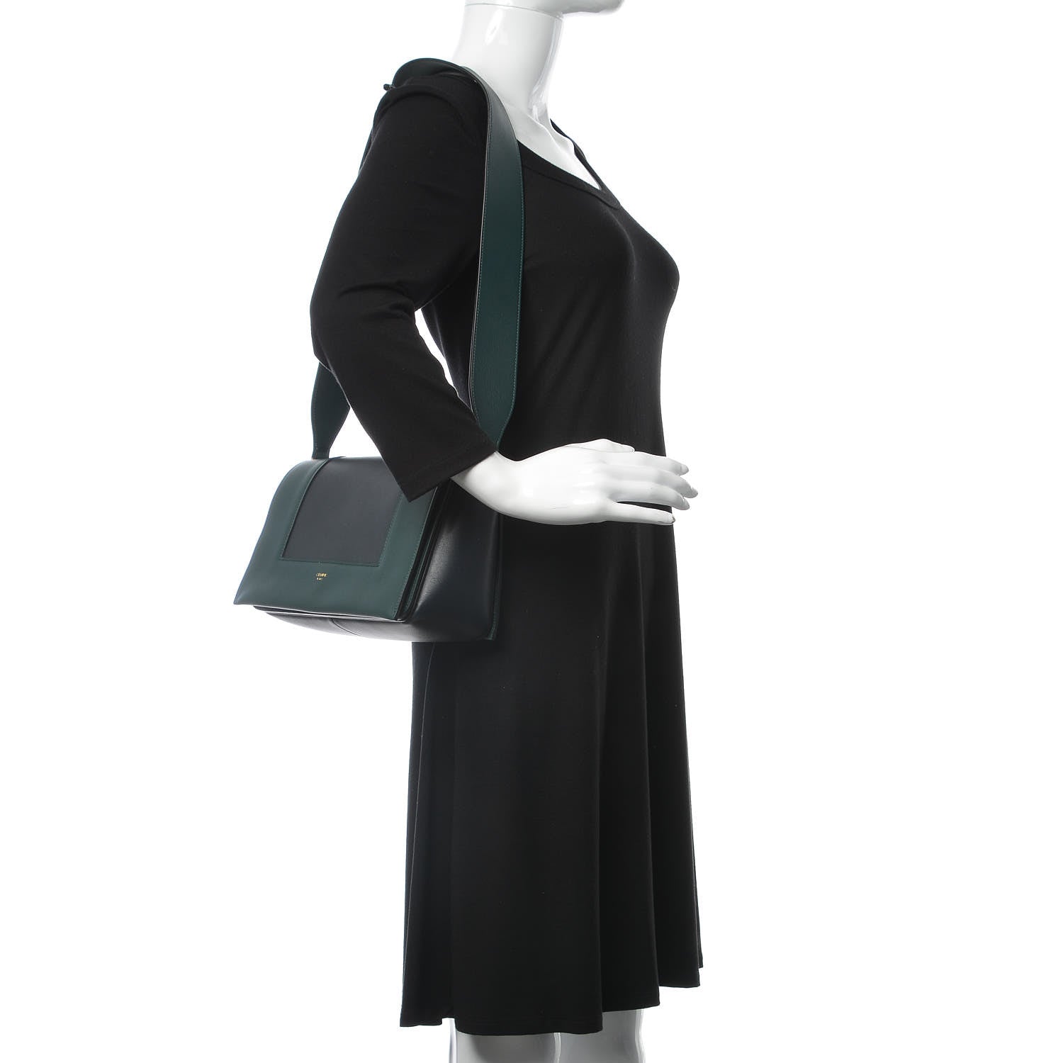 Celine Shiny Smooth Calfskin Medium Frame Shoulder Bag Amazone Dark Navy 2 of 11