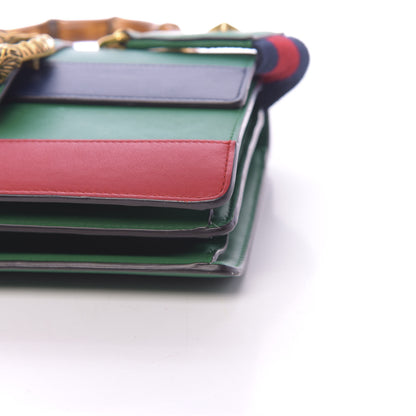 Gucci Moon Calfskin Web Medium Dionysus Bamboo Top Handle Bag Emerald Blue Hibiscus Red 9 of 16