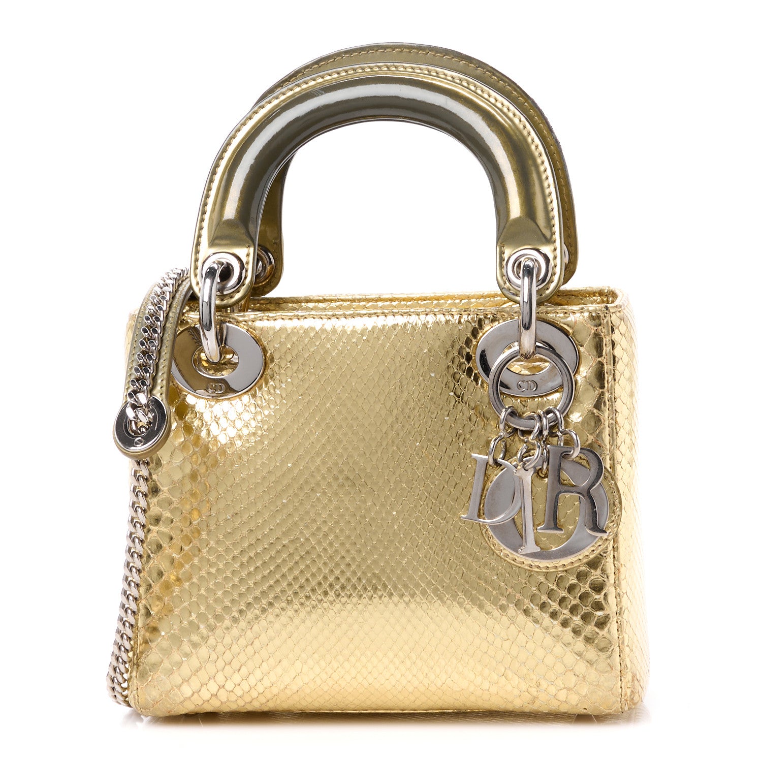 Christian Dior Metallic Snakeskin Mini Lady Dior Gold 1 of 14